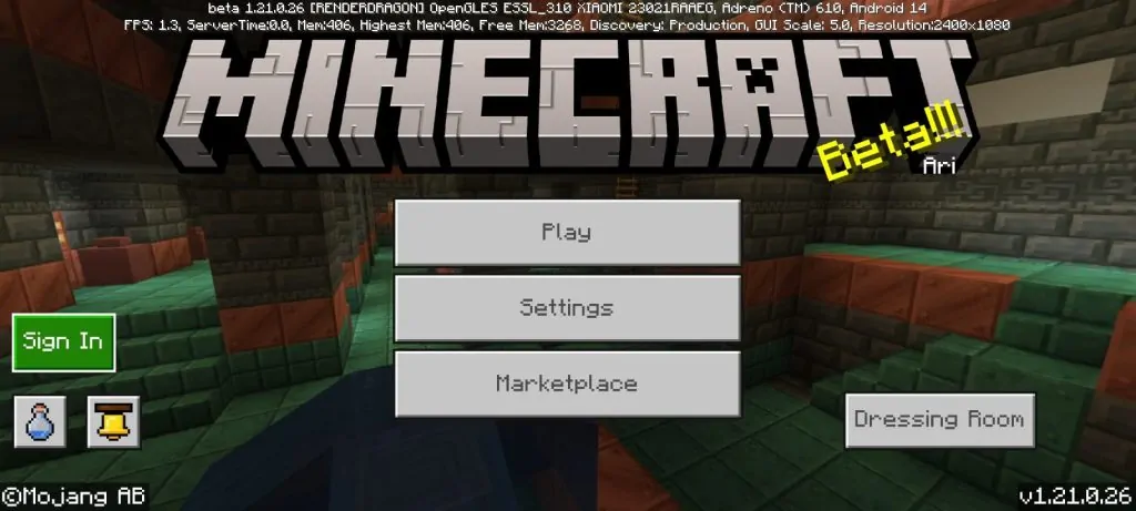 minecraft pe apk home screen
