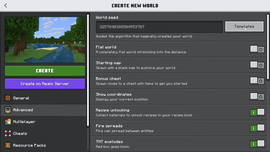 choosing minecraft world biome/seed